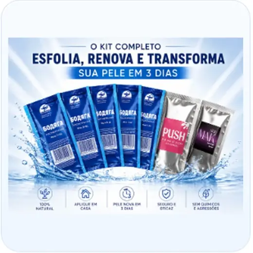 Kit com 5 Peelings de Algas, Calmante Pós e Protetor Solar em Pó